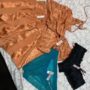 Brand new Victoria’s Secret panties and PJ SET. All size medium.